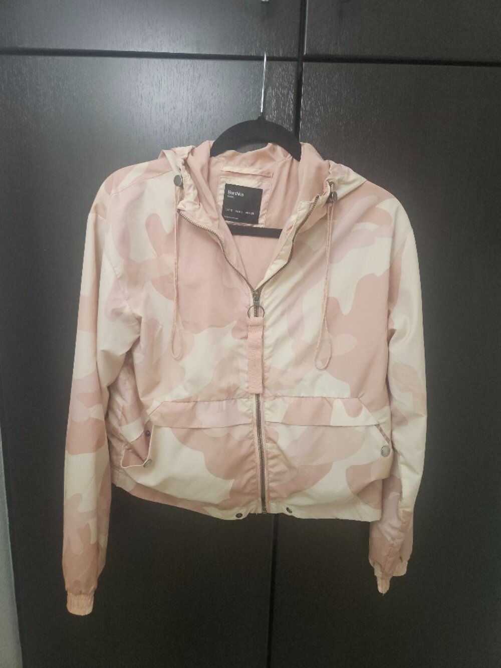 Bershka Pink Camouflage Lightweight Zip-Up Windbreaker